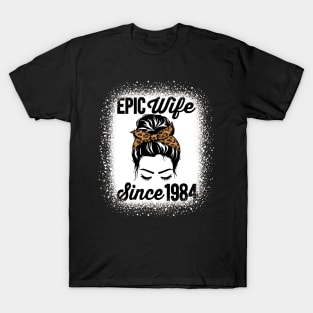 Epic Wife Since 1984 Messy Hair Bun Anniversary T-Shirt